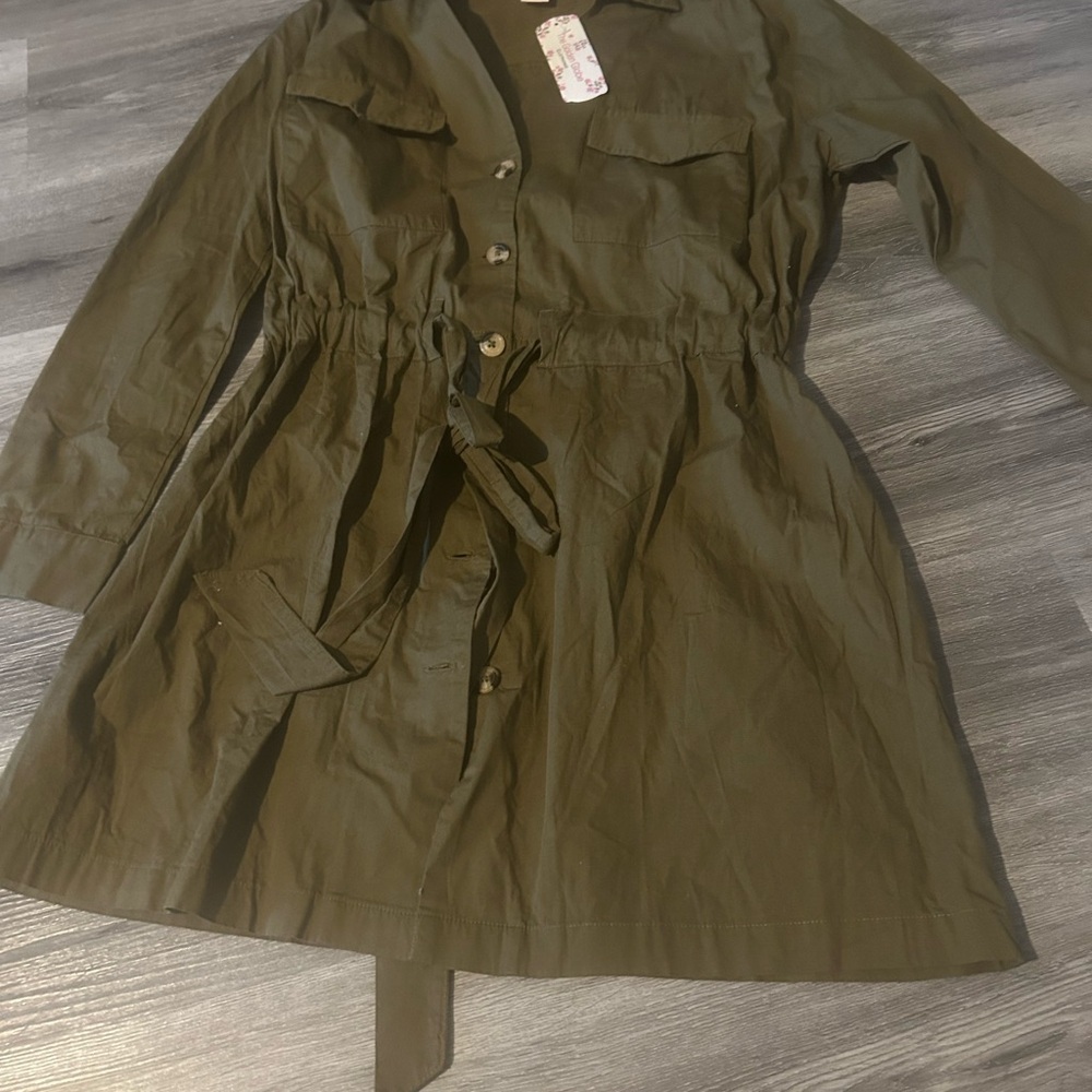 Olive Green Button-Up Dress